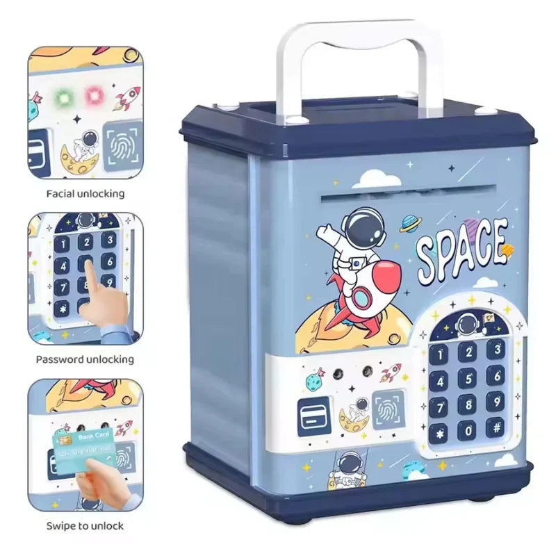 Space Fingerprint & Swipe Card Unlock Piggy Bank