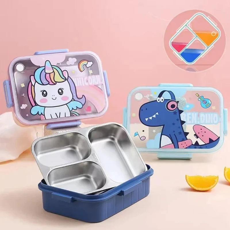 750ml Kids Stainless Steel Lunch Box With Spoon & Chopsticks