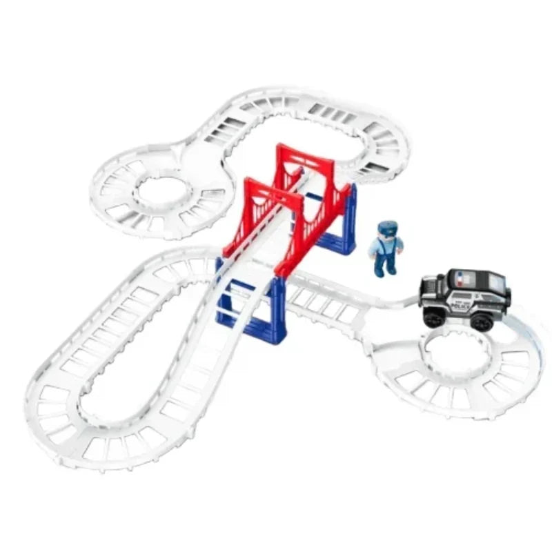 30Pcs DIY Highway Police Car Track Set