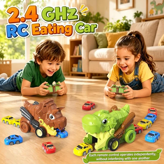 RC Dinosaur Snake Game With 6Pcs Magnetic Cars