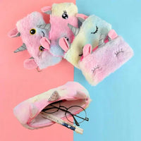 Plush Rainbow Fur Pencil Pouch - 1Pc