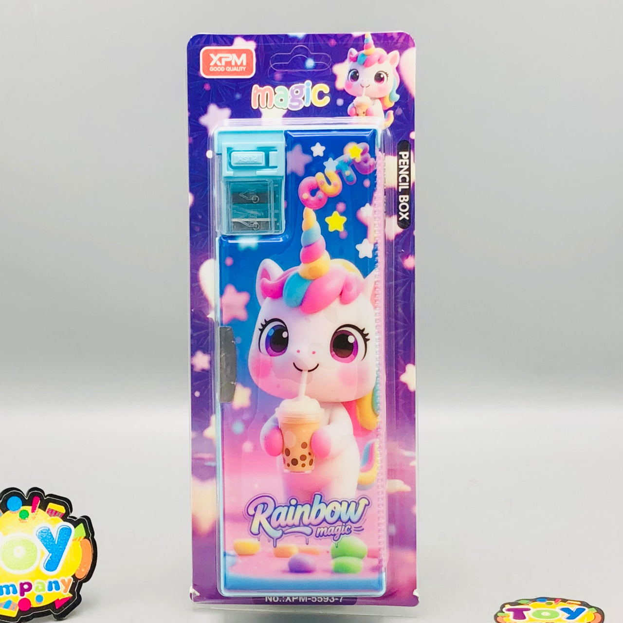 Rainbow Unicorn Double-Sided Geometry Box With Dual Sharpener