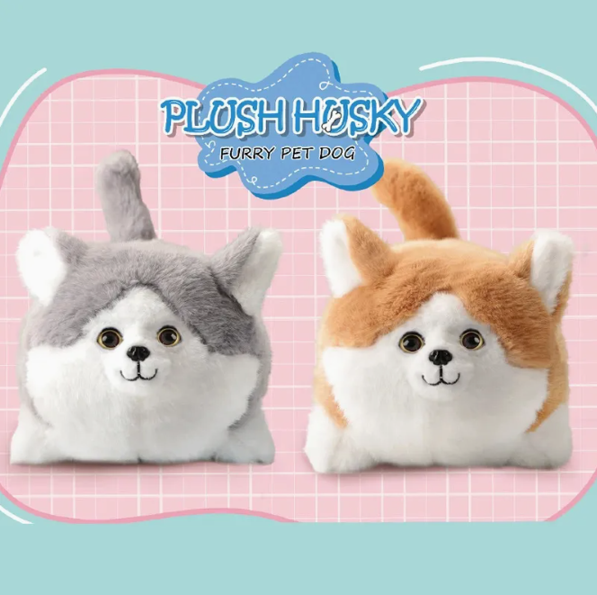Realistic Plush Husky Dog With Wagging Tail & Winking Eyes