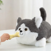 Realistic Plush Husky Dog With Wagging Tail & Winking Eyes