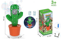 Rechargeable Cactus Colorful Musical Bubble Machine