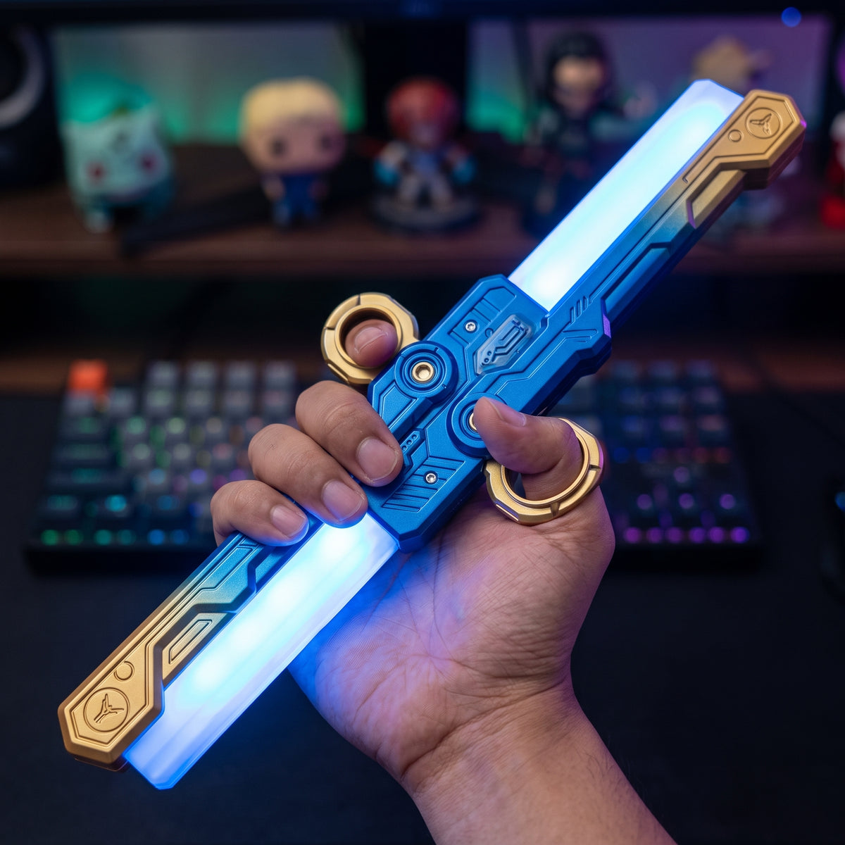 Rechargeable Double-Edge Butterfly Sword With Light