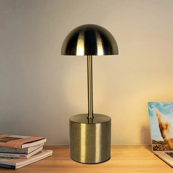 Rechargeable & Touchable Retro-Style Mushroom Metal LED Table Lamp