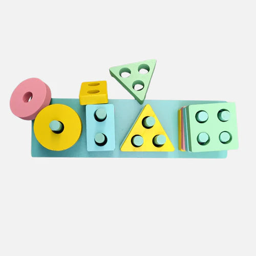 Wooden Geometry Shapes - 4 Columns Set