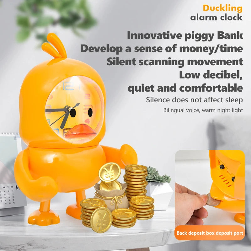 Duckling Night Light Alarm Clock Piggy Bank