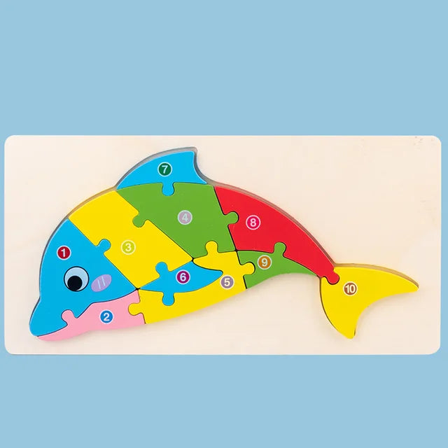 3D Wooden Shape Puzzle Board 1Pc - Assortment
