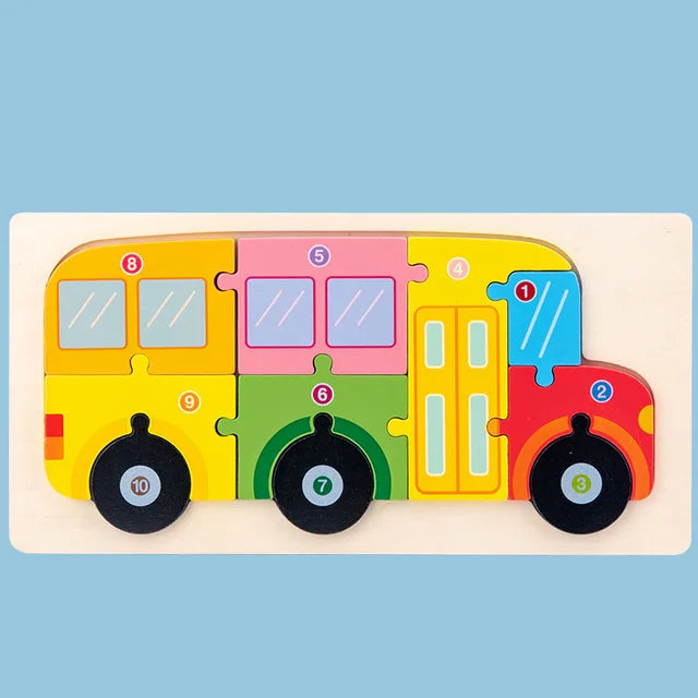 3D Wooden Shape Puzzle Board 1Pc - Assortment