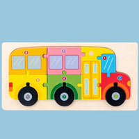 3D Wooden Shape Puzzle Board 1Pc - Assortment