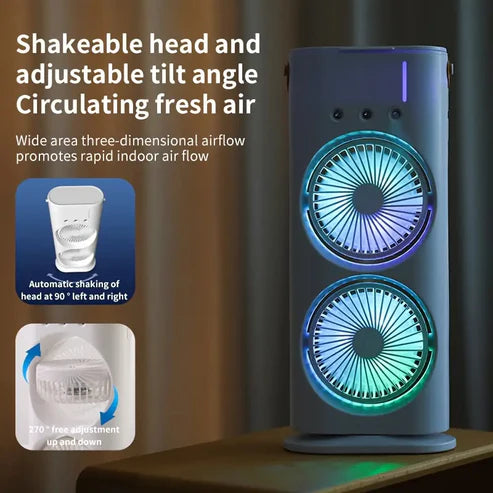 Rechargeable RC Dual Spray Fan With Lights