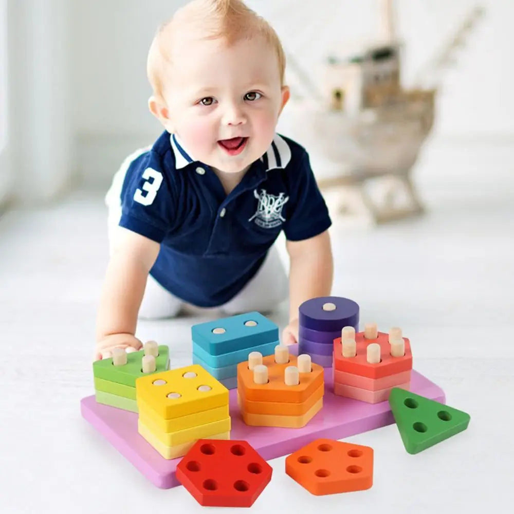 Wooden Building Blocks & 6 Sets Of Column