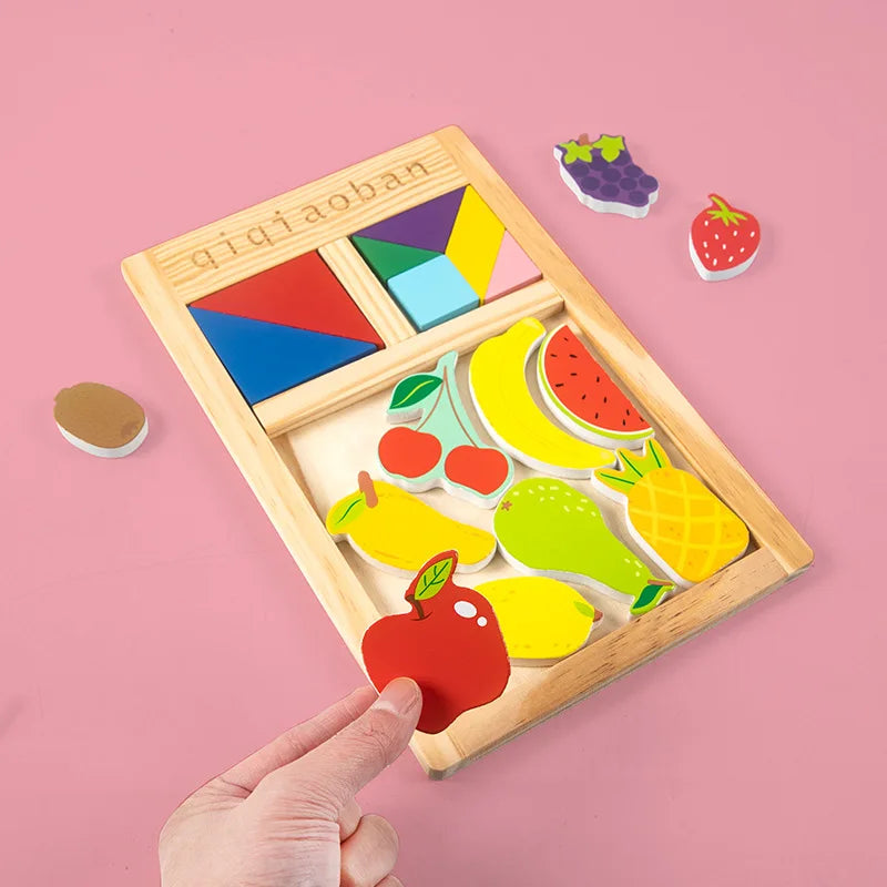 Wooden 3D Tangram Puzzle Board - Assortment