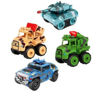 DIY 4Pcs Military Themed Screw Vehicles