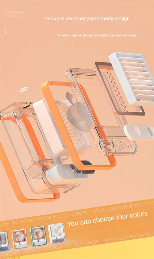Transparent Spray & Light Air Conditioning Table Fan