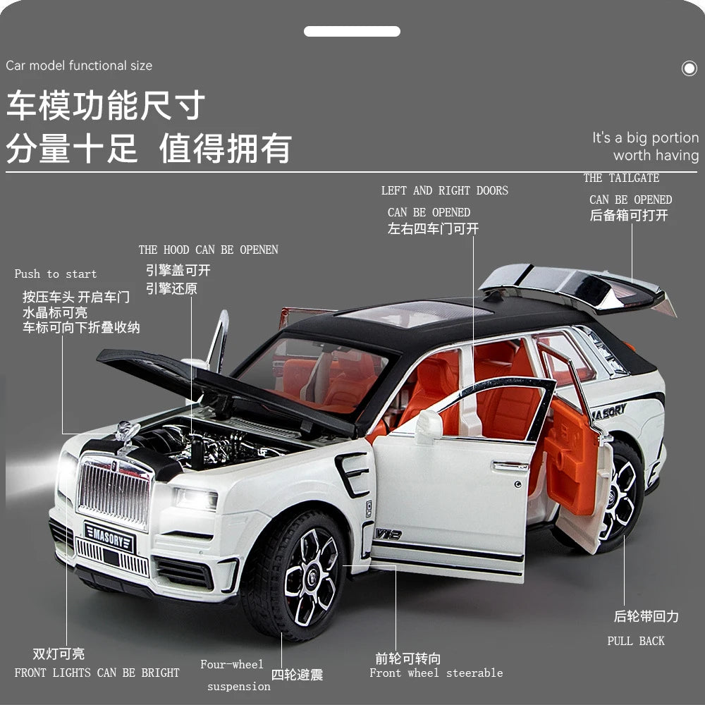 1:24 Diecast Rolls Royce Masory Cullinan V12 Model