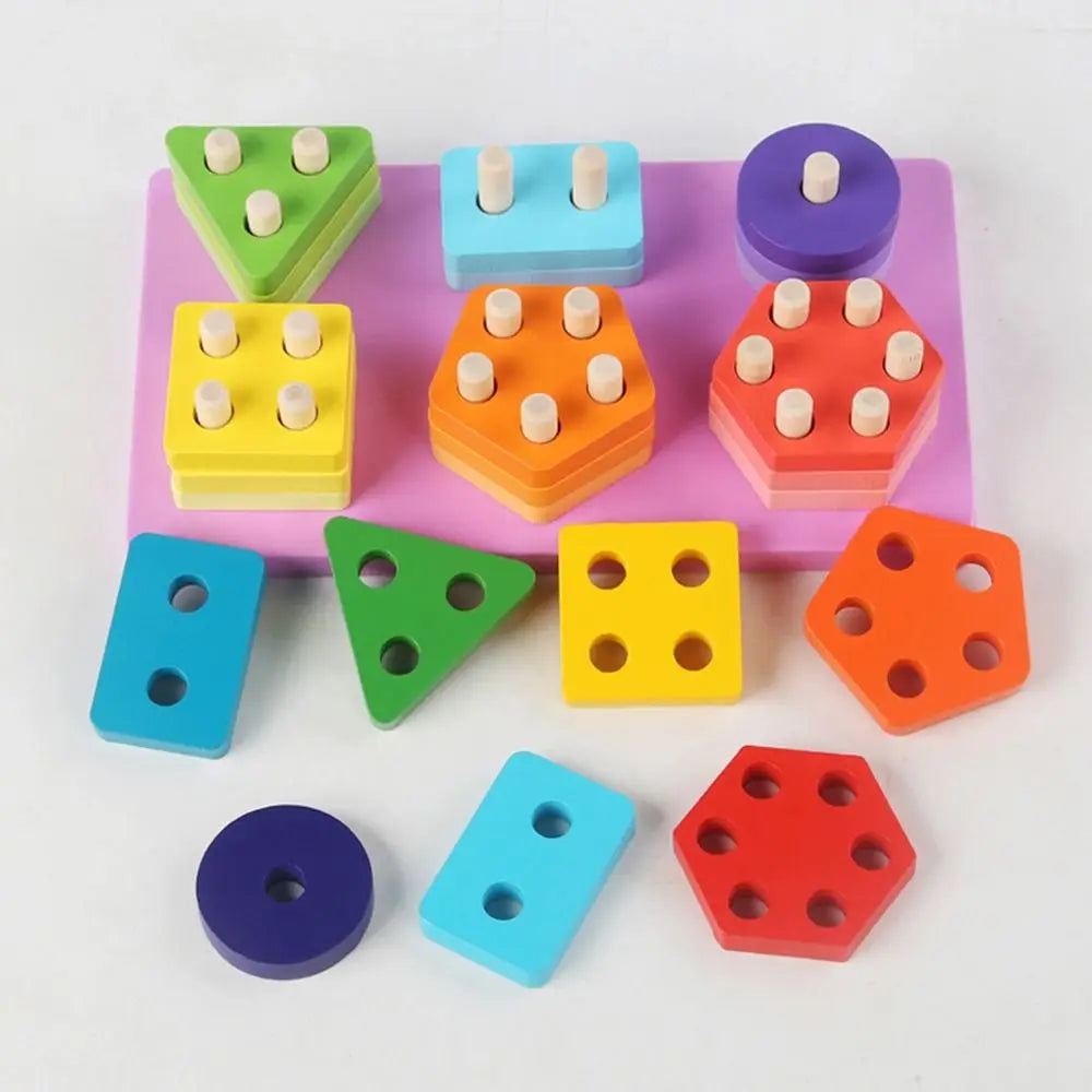 Wooden Building Blocks & 6 Sets Of Column