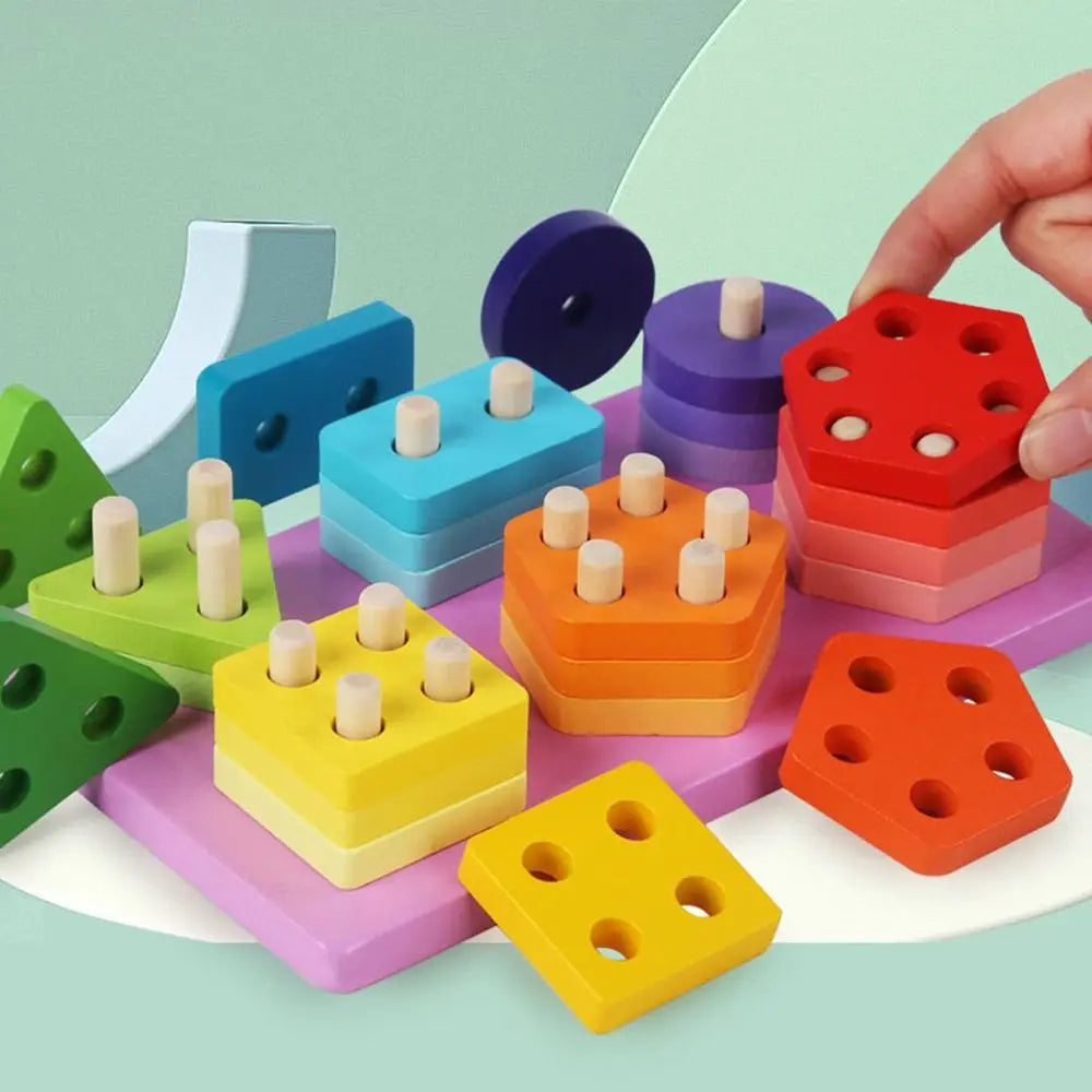 Wooden Building Blocks & 6 Sets Of Column