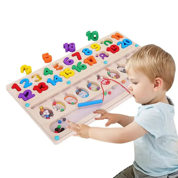 2in1 Wooden Number Learning & Maze Game Board