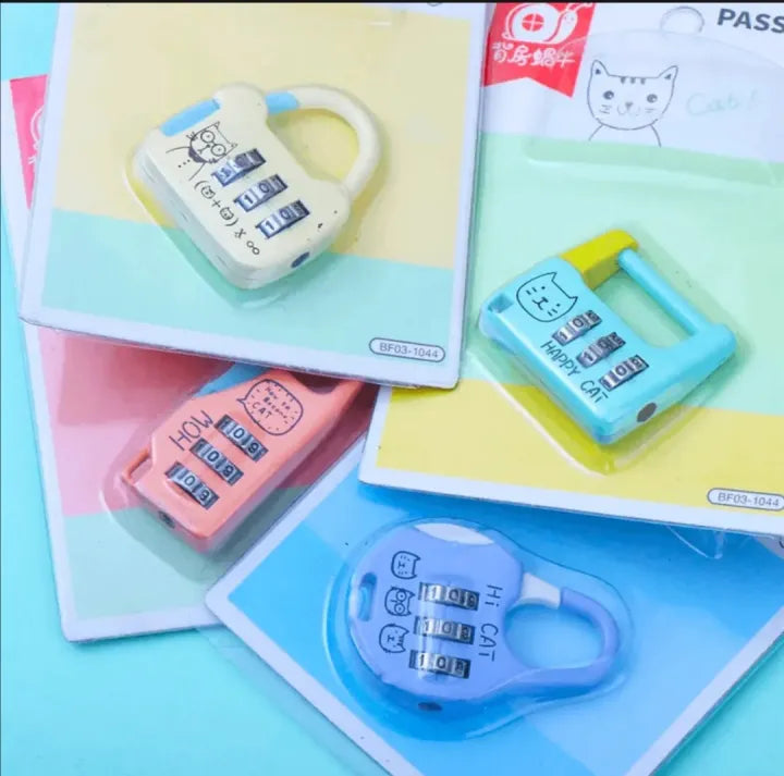 1Pc Mini 3 Digit Secret Password Lock - Assortment