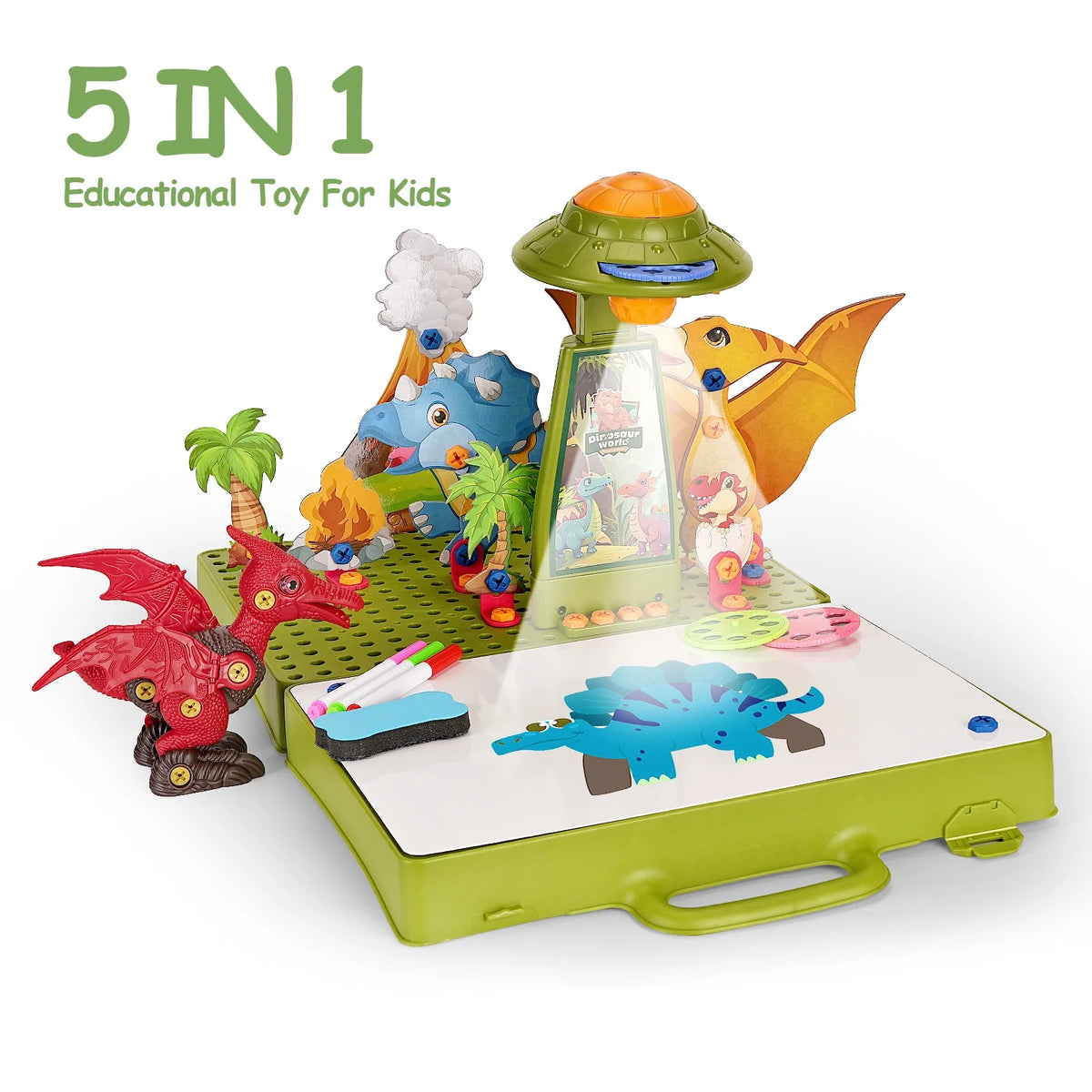 DIY Creative Dinosaur Projection & Puzzle Board With Storage Box