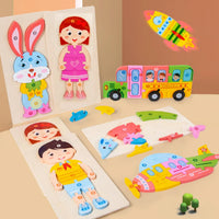 3D Wooden Shape Puzzle Board 1Pc - Assortment
