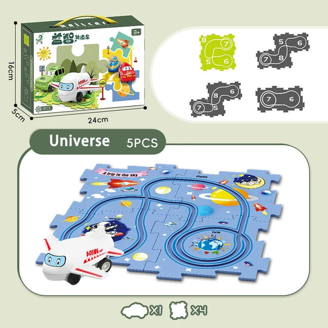 5Pcs DIY Track Electronic Car Puzzle Set