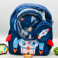 Spaceman Themed Kids School Bag With Pouch