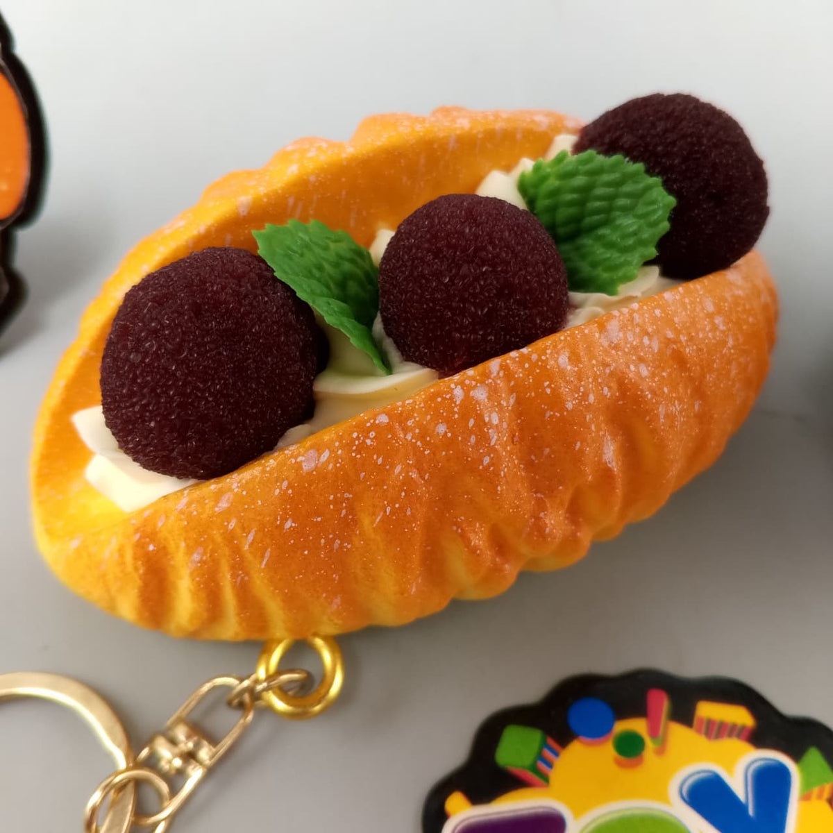 1Pc Squishy Blackberry Pastry Keychain