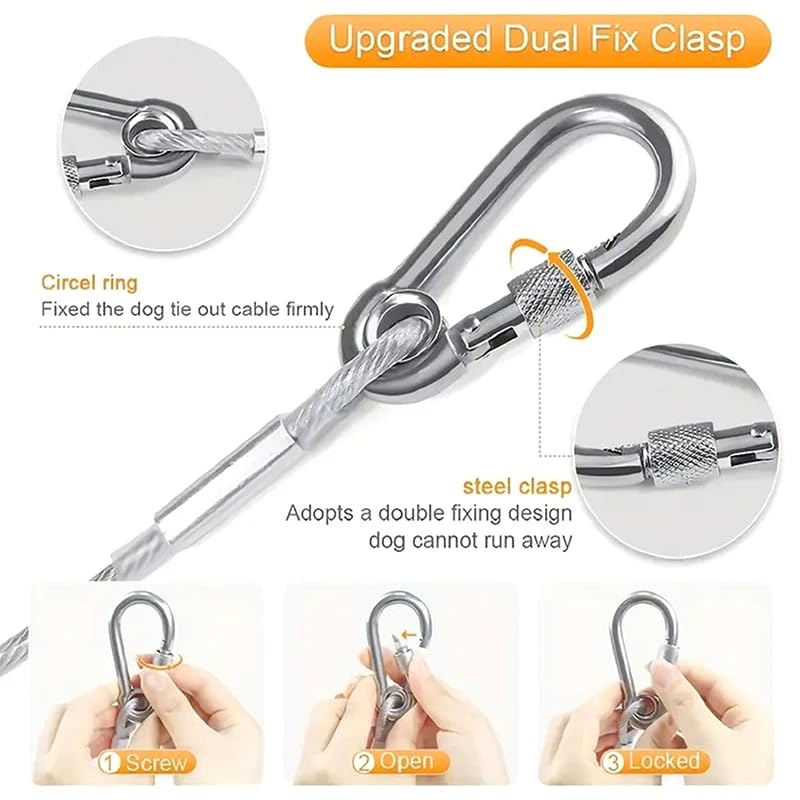 Stainless Steel Clothesline With Carabiner Hooks - 1Pc