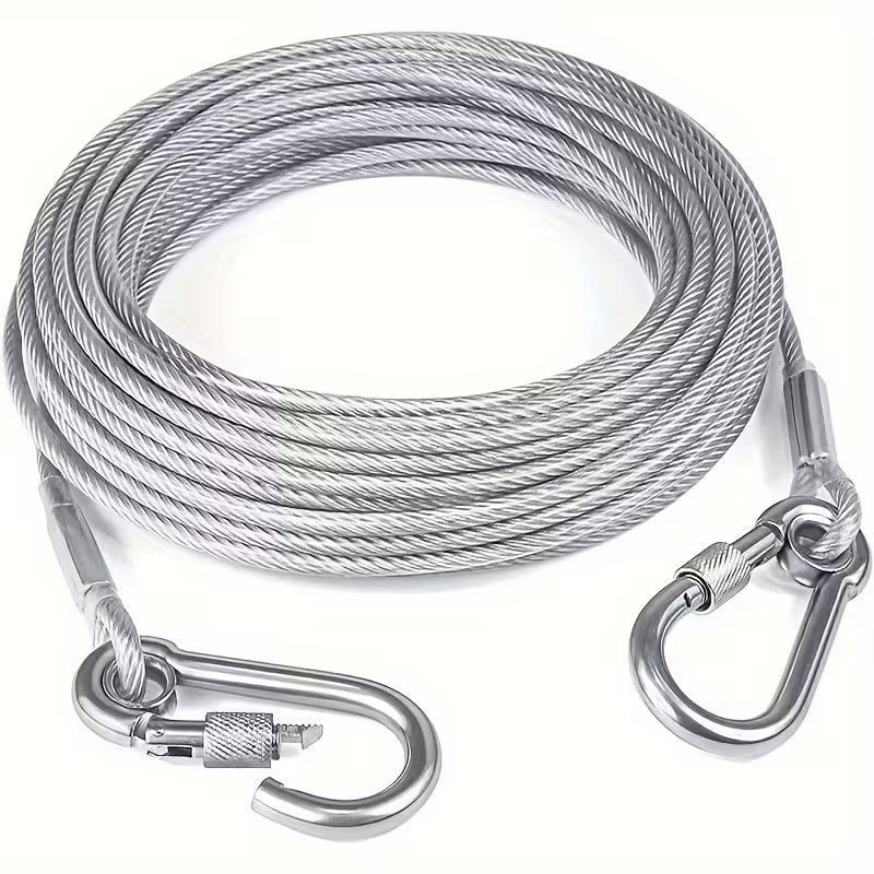 Stainless Steel Clothesline With Carabiner Hooks - 1Pc