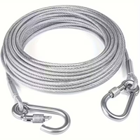 Stainless Steel Clothesline With Carabiner Hooks - 1Pc