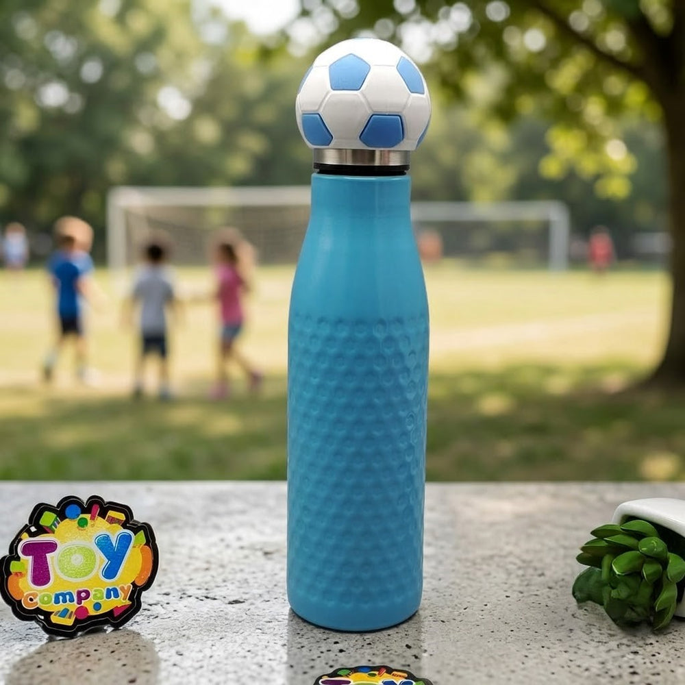 Stainless Steel Football Water Bottle - Blue