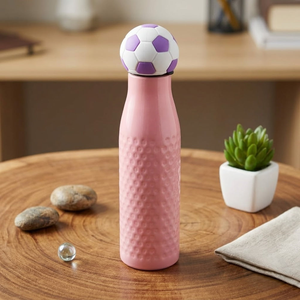 Stainless Steel Football Water Bottle - Pink