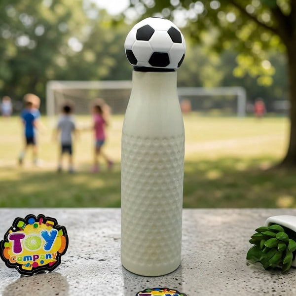 Stainless Steel Football Water Bottle - White