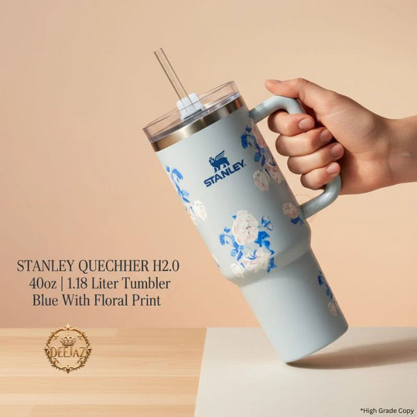 Stanley Floral Insulated Tumbler With Straw - Blue