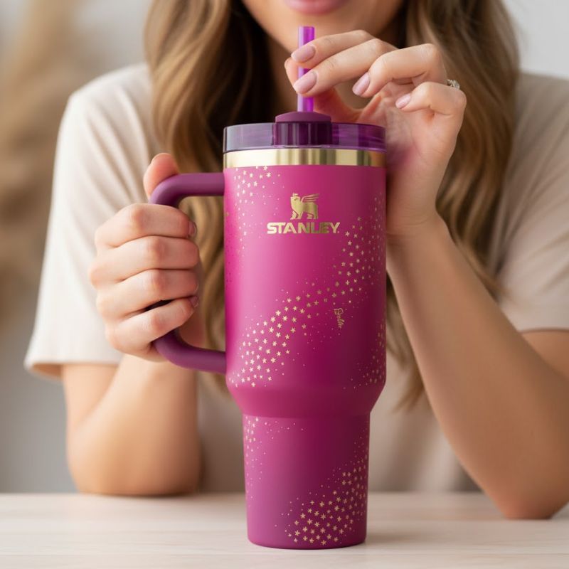 Stanley Star Design Insulated Tumbler With Straw - Pink