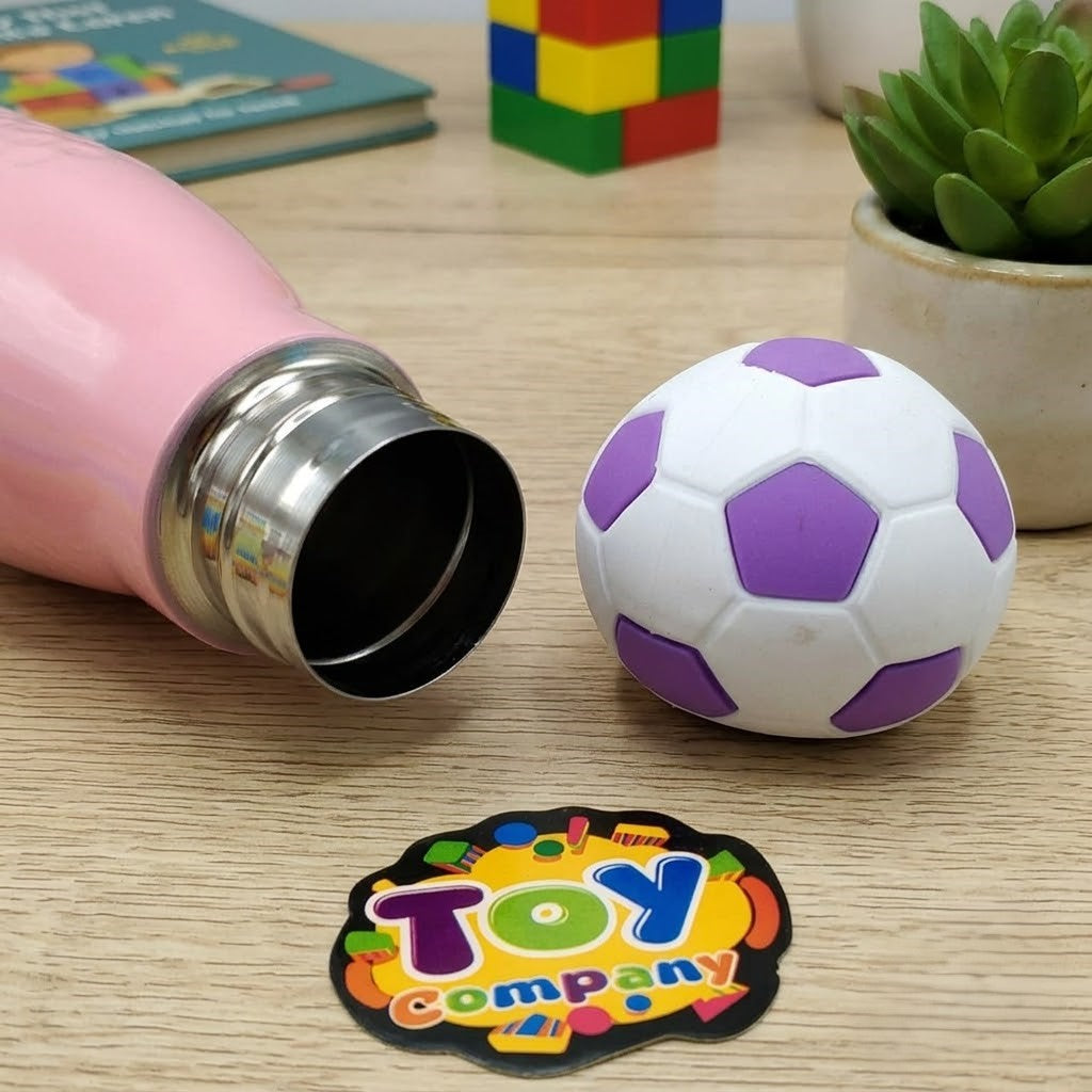 Stainless Steel Football Water Bottle - Pink