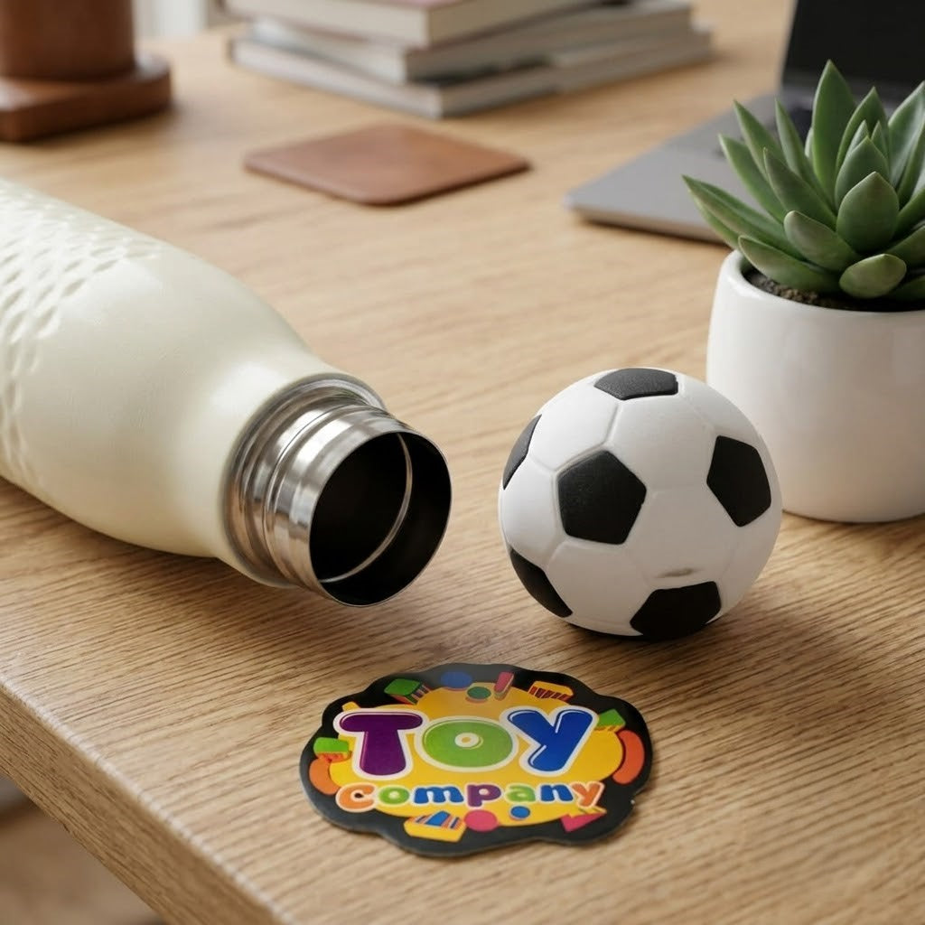 Stainless Steel Football Water Bottle - White