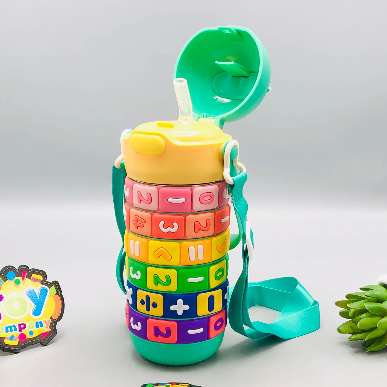 Kids Stainless Steel Maths Puzzle Water Bottle - Green