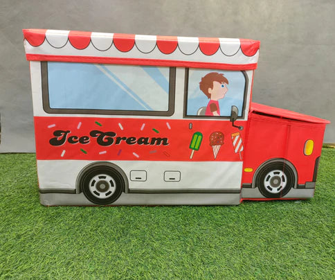 Kids Foldable Storage Box - Ice Cream Car Red