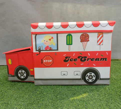 Kids Foldable Storage Box - Ice Cream Car Red