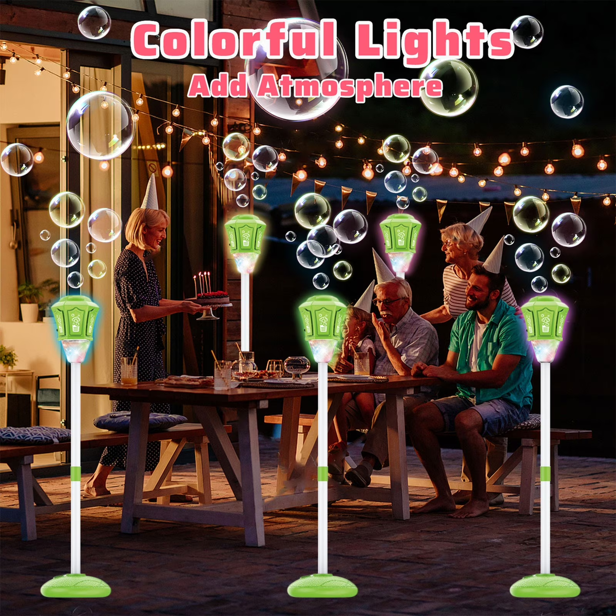 Battery Operated Street Lamp Colorful Bubble Machine