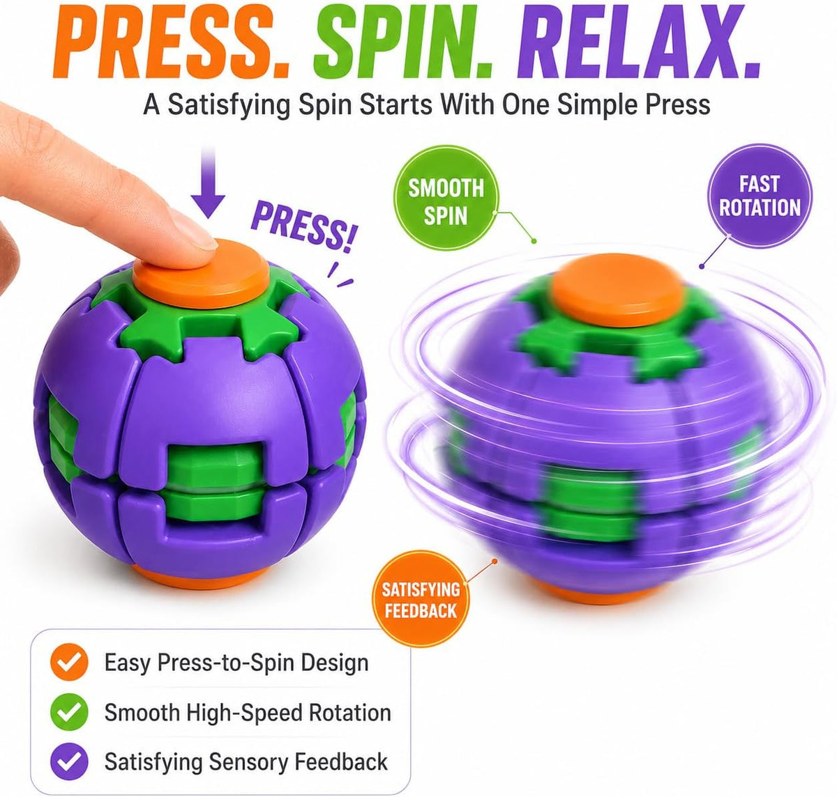 Stress Relief 3D Spinning Ball - Printed
