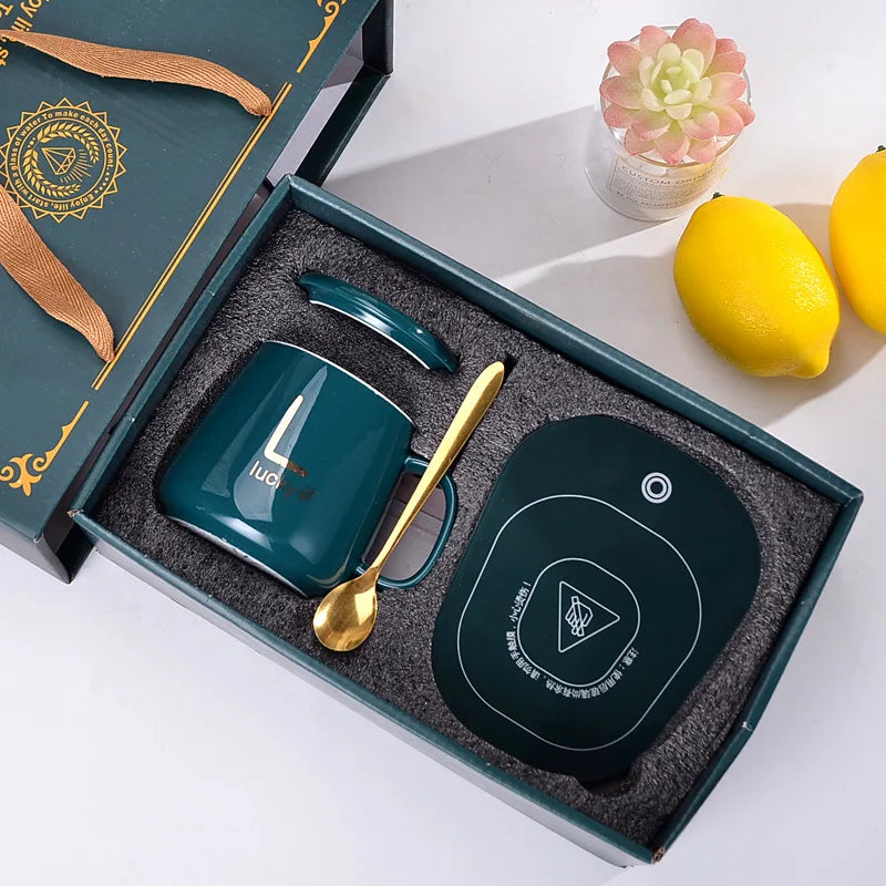 Ceramic Mug Set With Rechargeable Hot Plate