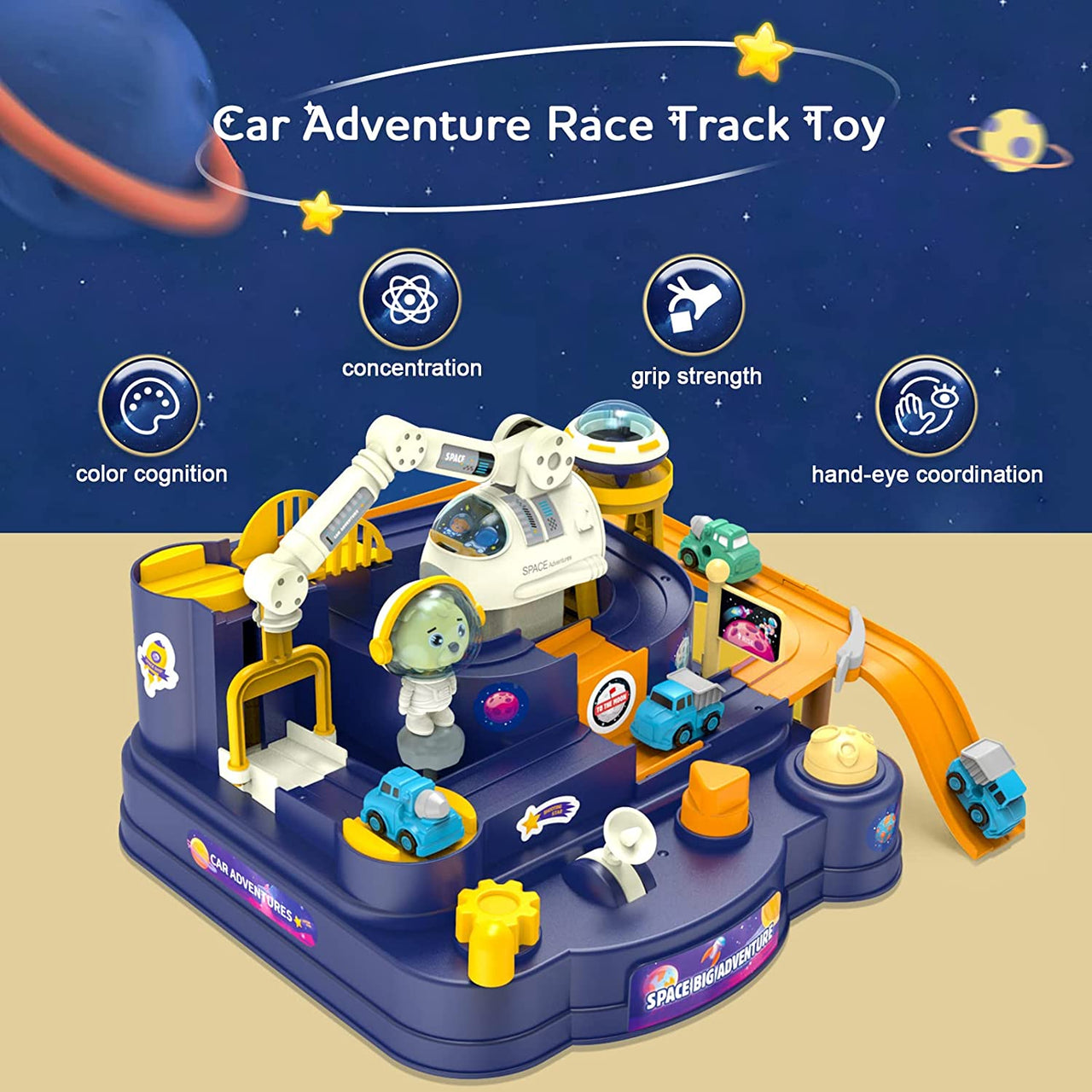 Manual Space Big Adventure Track Set - 2 Assorted Cars