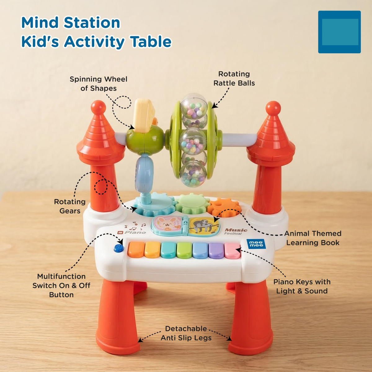 Multi-functional Toddlers Light-up Musical Piano Table