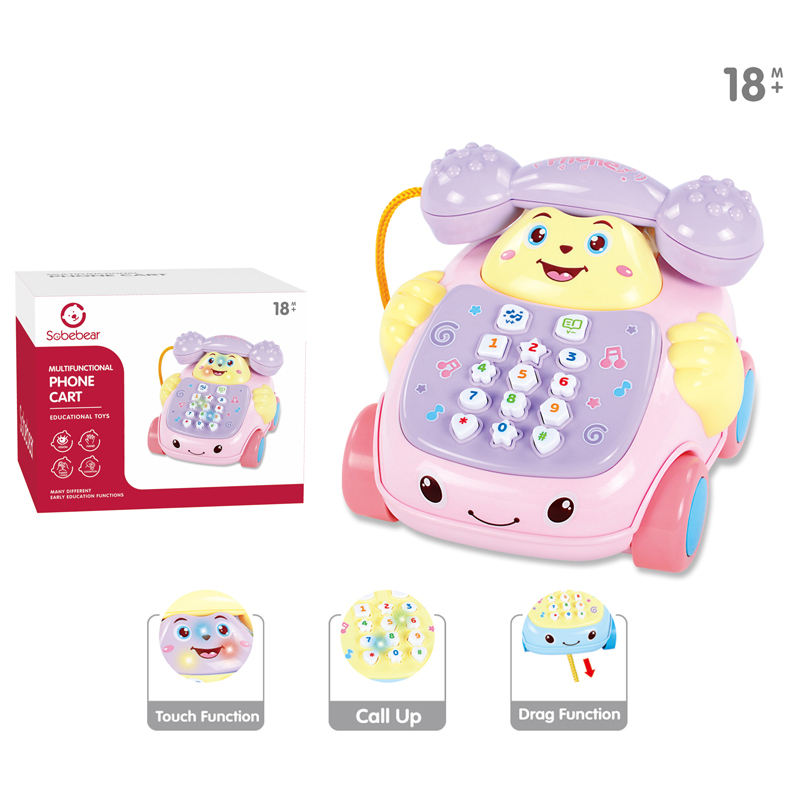 Toddlers Mini Musical Pull Along Telephone Car